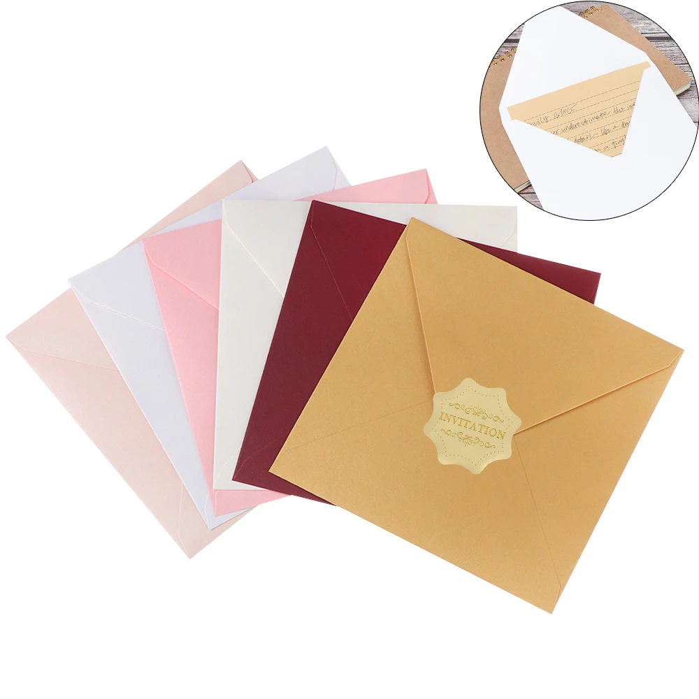 Enveloppes carrées enveloppées en papier nacré multicolore, carte de message, sac de carte de voeux, papier perlé, lot de 10 pièces