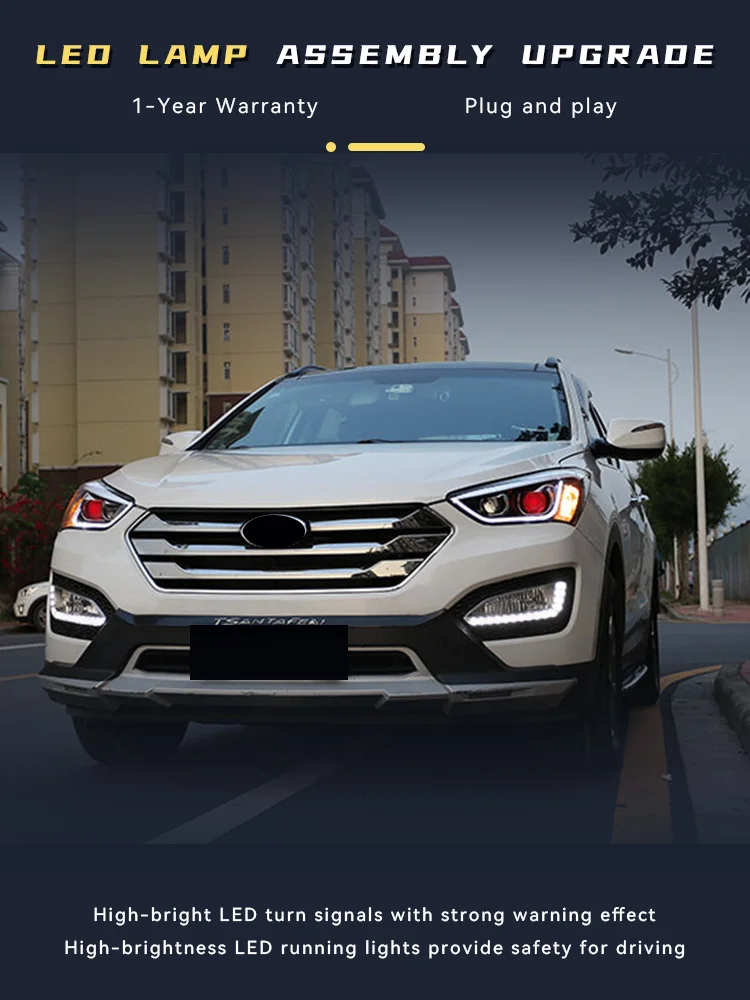 

Автомобильный фонарь для Hyundai IX45 Santa Fe 2013-2018, полностью светодиодные автомобильные фары в сборе, линза, передняя лампа, старт, двойная линза, инструменты, аксессуары