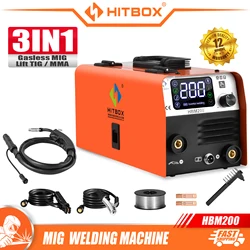 HITBOX Semi-automatic Welding Machine 3 IN 1 HBM200 Airless MIG Welder Soldier Inverter Welder 110V 220V maquina de soldar