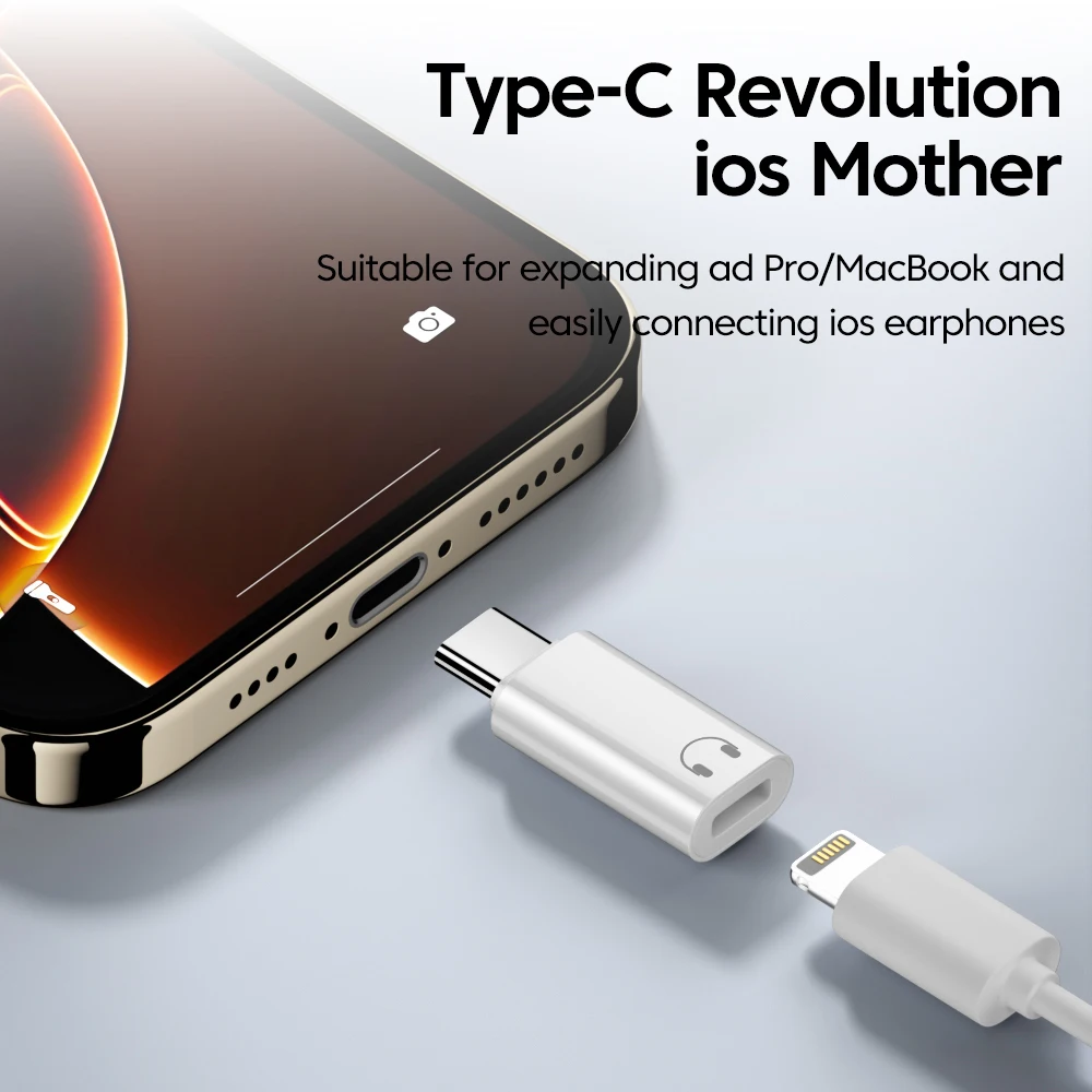 IOS Female to Type C Male Adapter For iPhone 16 15 Xiaomi Huawei ipad Wired Headset Converter USB C to ios Earphone Audio AUX