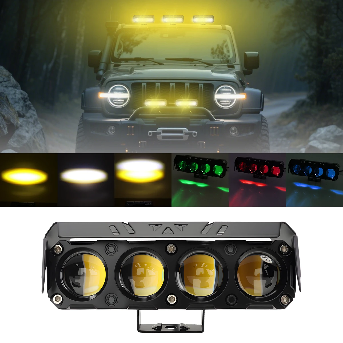 

Car Truck Headlight 9-80V 30W LED Work Light Dual Color Spotlight RGB 3570 Chip Day Running Light for Car Motorcycle UTV SSV ATV