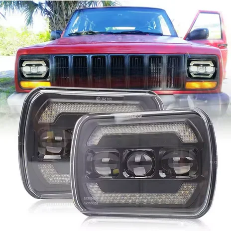 UN 1 Coppia 7x6 "pollici Fari A LED 27450C Di Rettangolare 5X7 Per Ford Van XJ YJ LED 5 "x 7" 7 "x 6" Rettangolare LED Faro Per Auto H4