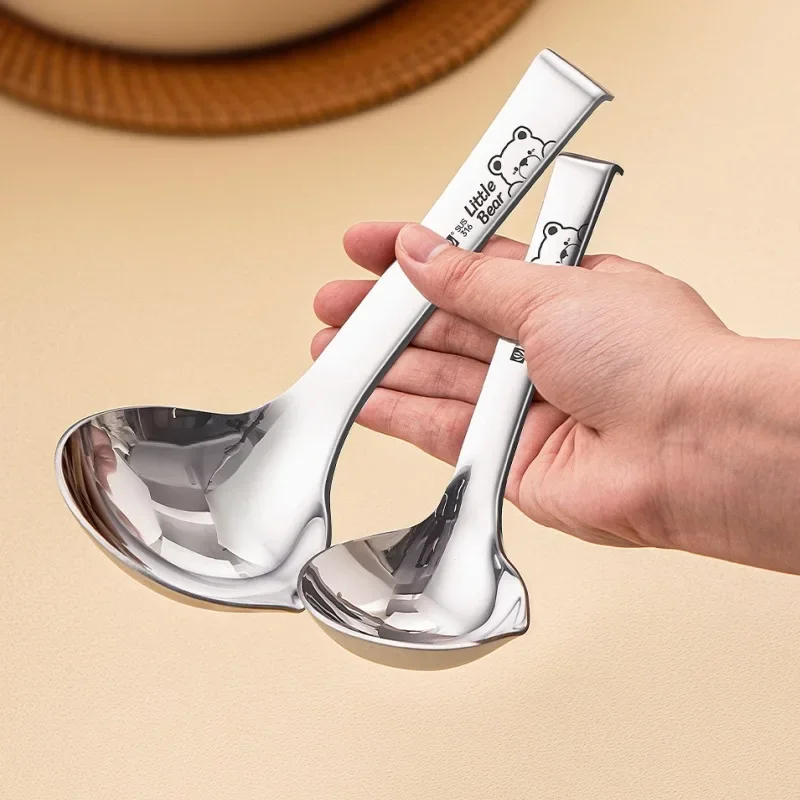 316 Stainless Steel Soup Spoon Food Grade Household Tableware High-grade Large Soup Ladle Simple Short Handle Gruel Congee Spoon