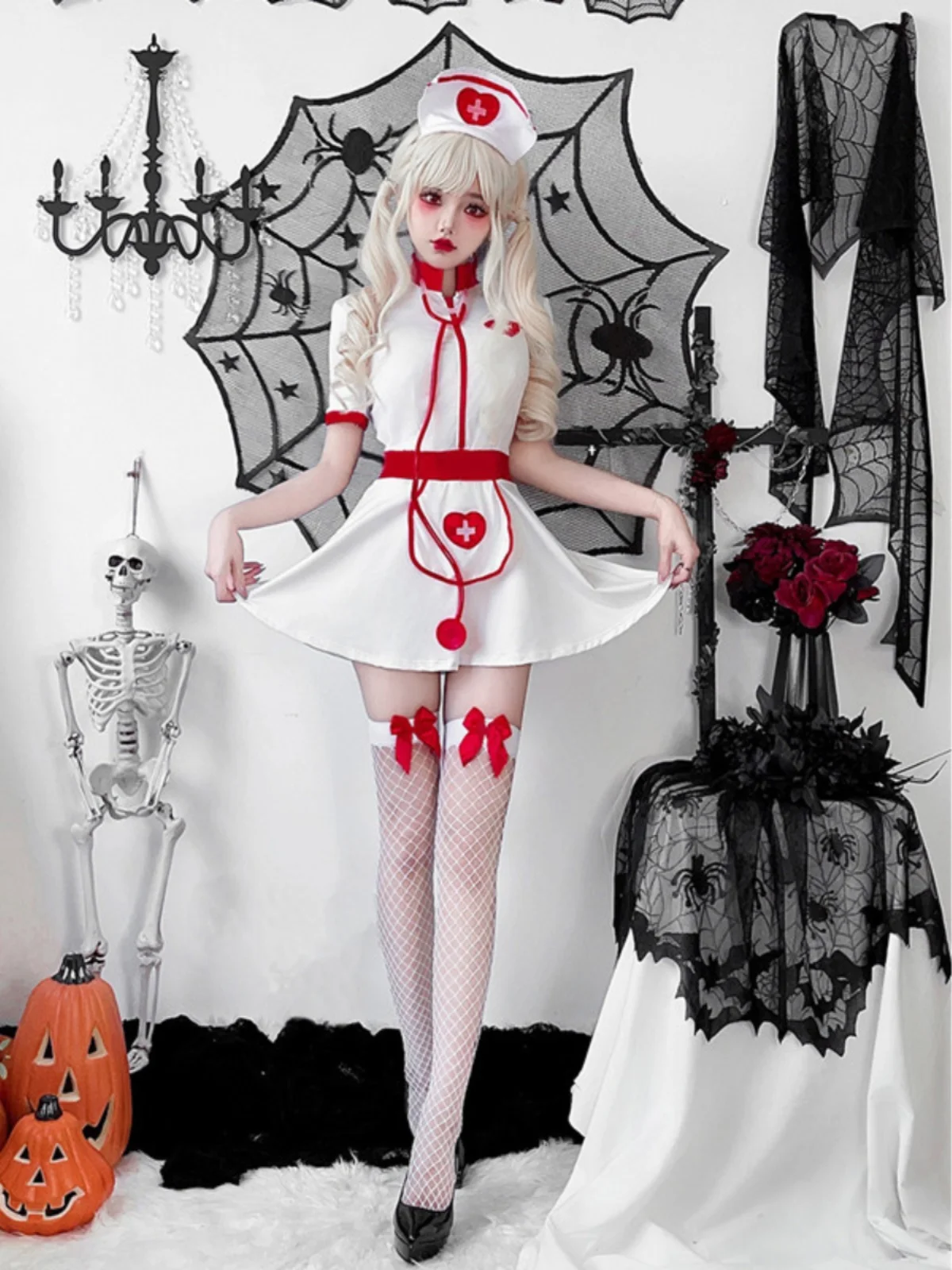 Costume d'infirmière orm Sexy, Performance d'halloween, tenue de médecin et d'infirmière transfrontaliers en Fiber de Polyester 00%