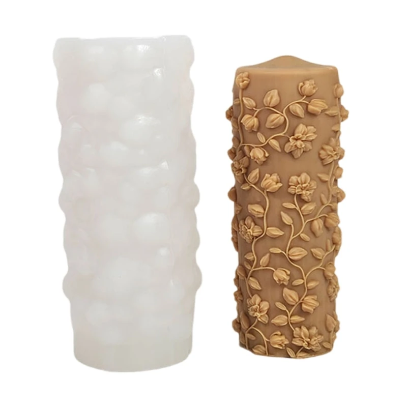 Pilares velas para resina epoxi moldes silicona hoja flores en relieve para jabón velas Chocoalte Candy