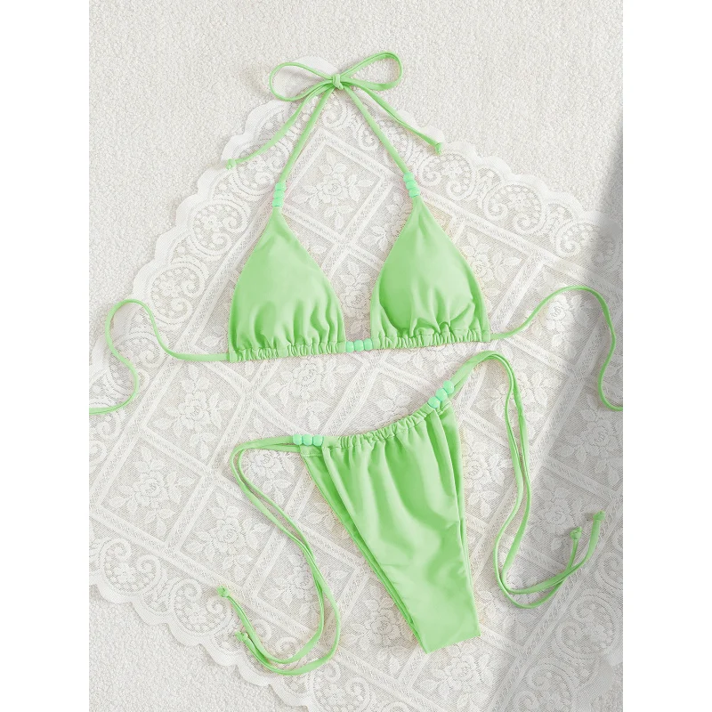 ملابس سباحة نسائية روسيا2025 قماش مزدوج قطعتين بيكيني بيكيني مثير كروس