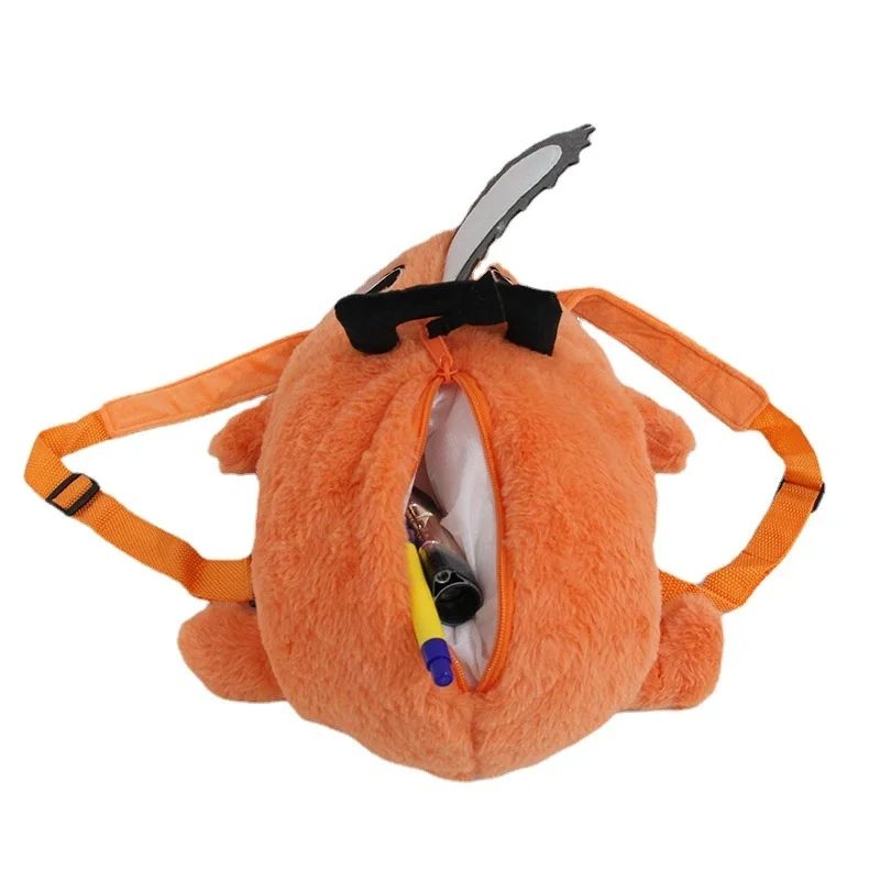 Kawaii Chainsaw Man Pochita Plush  Slipper Pochita Peluche Schoolbag  Stuffed Soft Backpack Adult Kids Plushie Gift