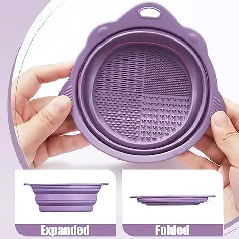 실리콘 세척 그릇 청소 도구, 메이크업 브러쉬, 파우더 퍼프, 뷰티 에그 세척, 세척 패드, 접이식 세척 그릇