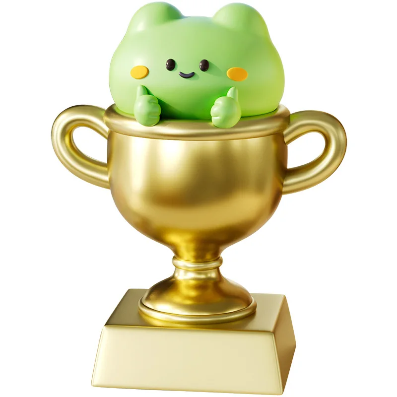 Cute Top Frog Resin Trophy Engraving Award Ornament Creative Prize Decor For Company Annual Meeting Student Graduation Souvenir