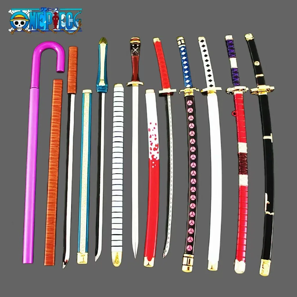 Modelo de Espada One Piece de 25cm (8 polegadas) - Katana Colorida com Design de Espada de Cana - Chaveiro de Metal de Alta Qualidade para Coleção - Presente de Merchandising de Anime