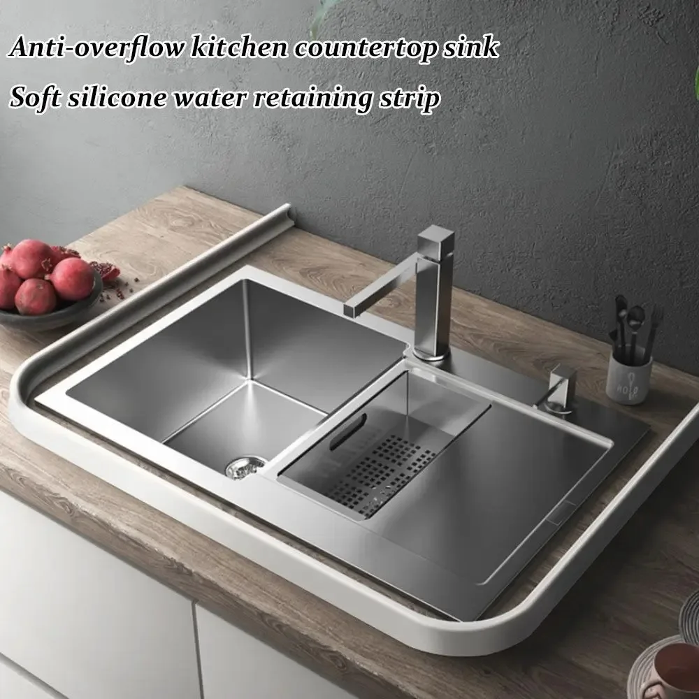 Collapsible Shower Threshold Water Dam Retaining Strip Non-Slip No Leak Efficient Water Retention for Bathroom Kitchen Bathtub