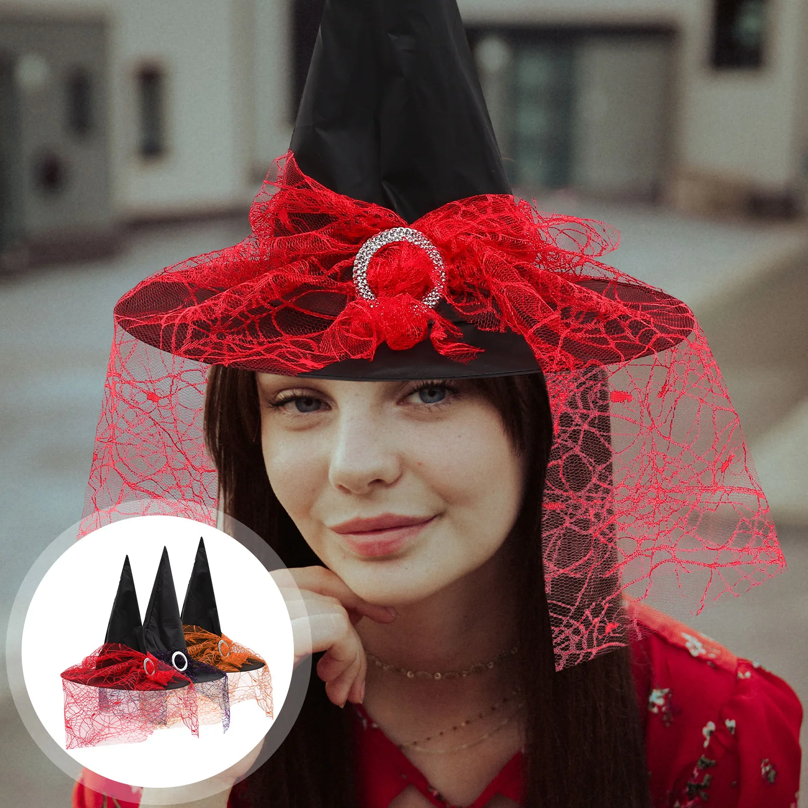

3 Pcs Witch Headdress Headwear Women Halloween Wizard Hat Party Vintage for Costume Mesh 's