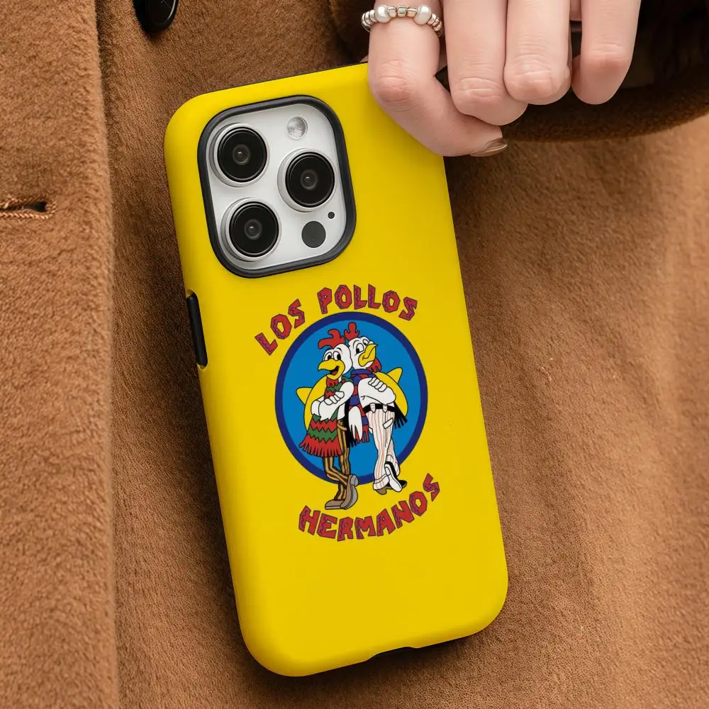 حافظة هاتف لهاتف آيفون 17 16 15 14 13 12 Pro Max Plus لامعة عالية الدقة بطبقة مزدوجة غلاف صلب سائل كسر سيئة لوس بولوس هيرمانوس #1