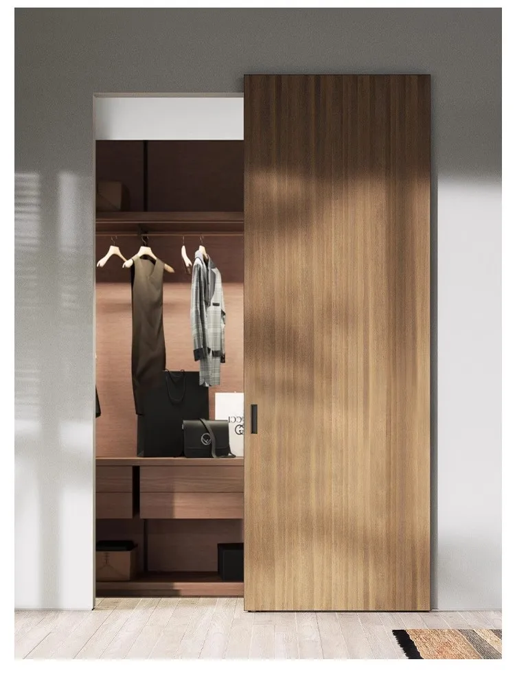 Modern Invisible Ghost Door Kit - Trackless Soft Close Sliding Hardware for Interior Bedroom, Frameless Wood Pocket Style