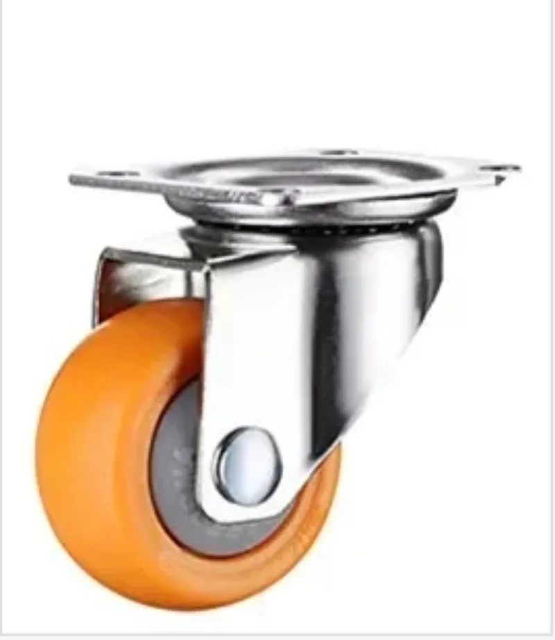 1/1.5/2 inch Orange Swivel Castor Trolley Rubber Furniture Casters Wheels silent tatami drawer pulley roller directional wheel