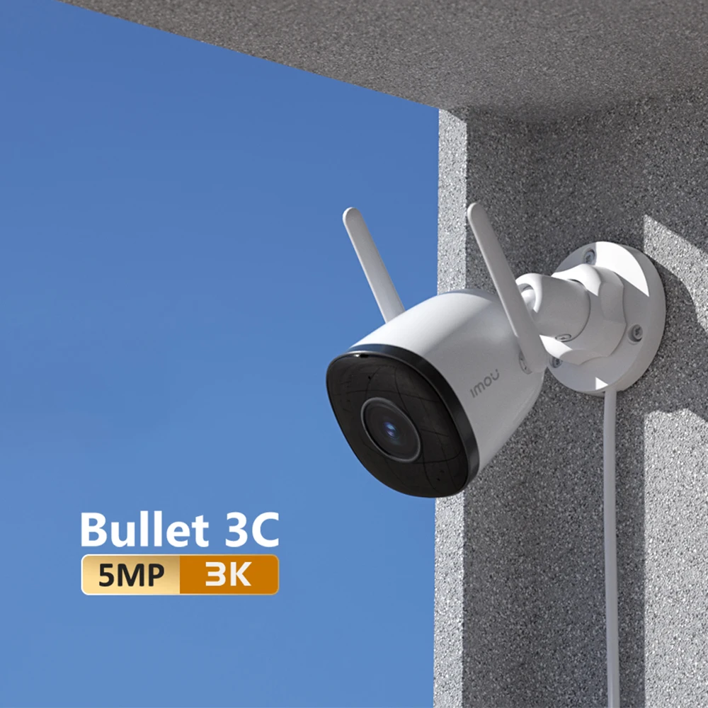 IMOU Outdoor Wifi Survalance Camera Bullet 3C 5MP Resolution Two-way Talk Built-in Alarm  Human Detection and ONVIF Protocol