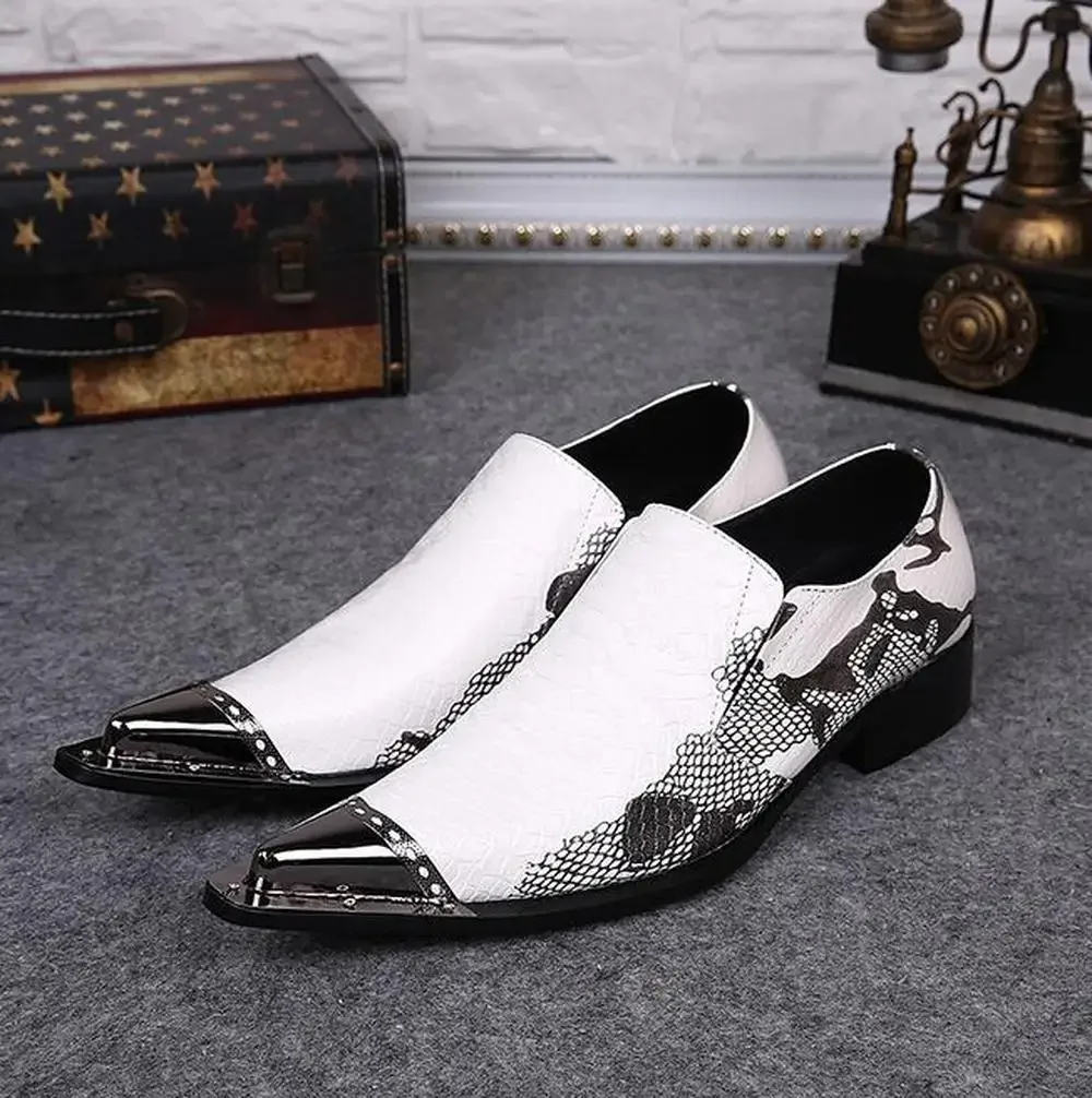 

New Man Printed Pointed High Heels Leather Shoes Men Personality Casual Colorblock Heighten