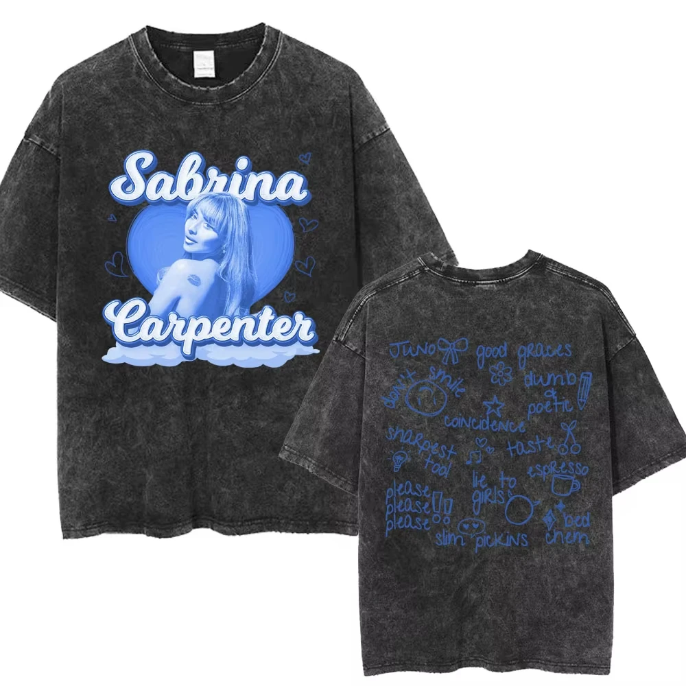 

Sabrina Carpenter Short Sweet Album Washed T Shirt Men women Clothing Harajuku Vintage Cotton tee Oversize Top Streetwear y2k