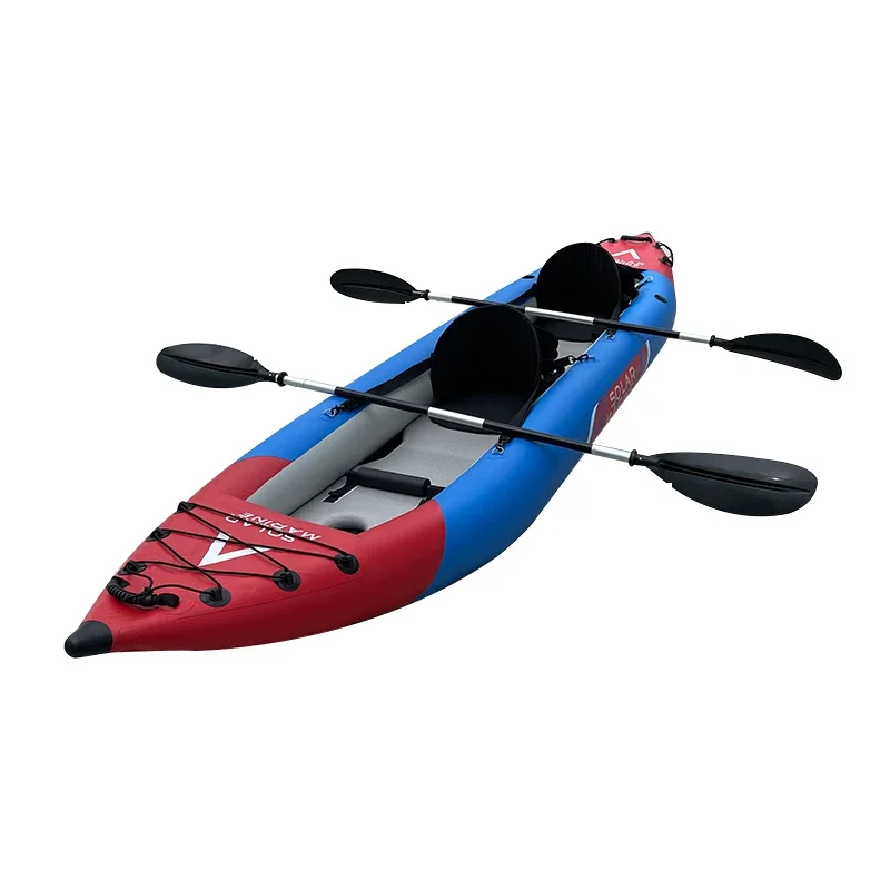 Kayak inflable Solar marino personalizable para 2 personas, bote de pesca de alto rendimiento, Dropstitch, Kayak de turismo plegable con paletas