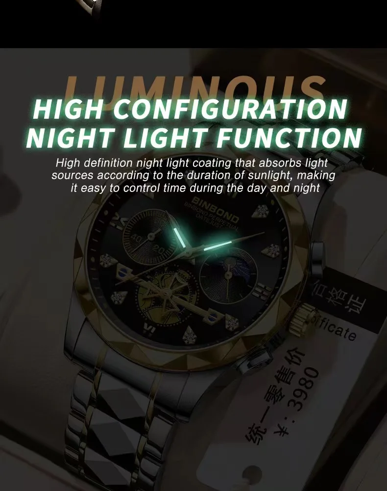 Luxury Man Wristwatch Waterproof Luminous Chronograph Watch for Men Stainless Steel Men\'s Quartz Watches reloj hombre