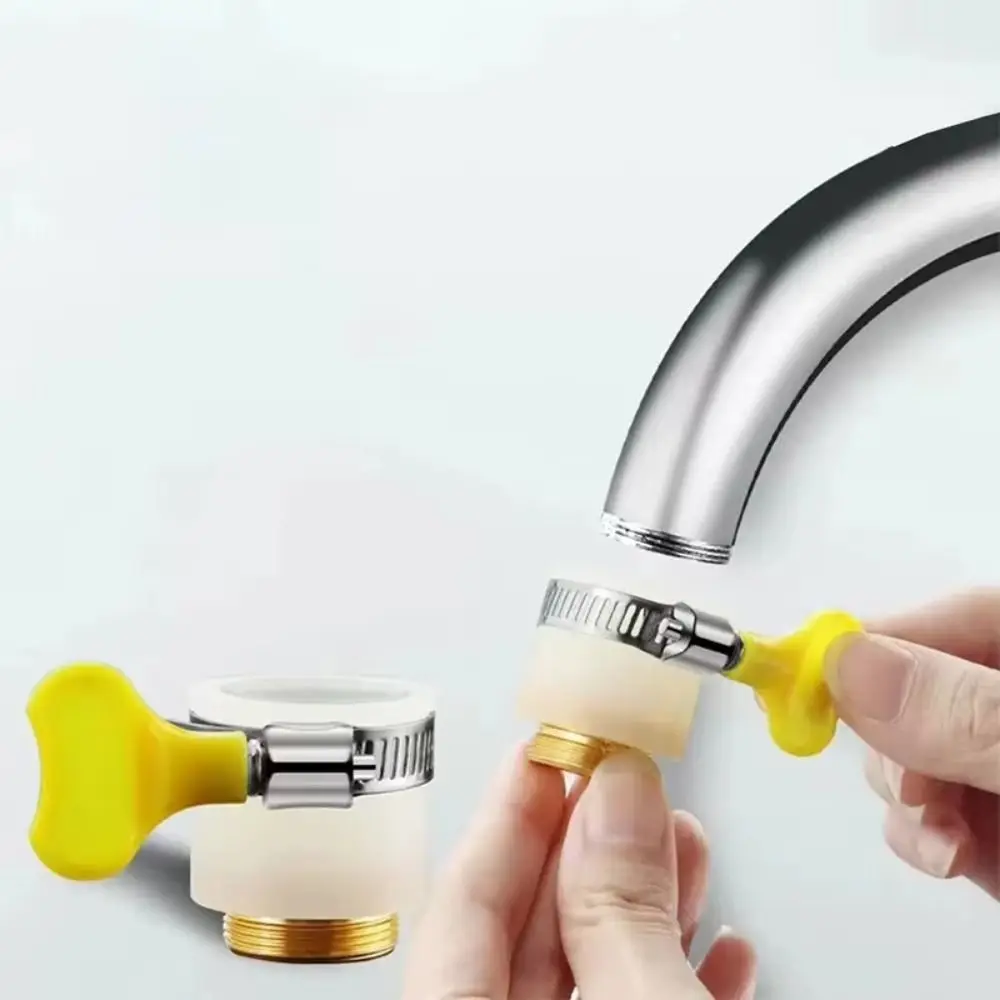 

30pcs Yellow Plastic Handle Stainless Steel Hose Clamps Stainless Steel Screw Band Adjustable Size Worm Gear Hose Clamp Key Type