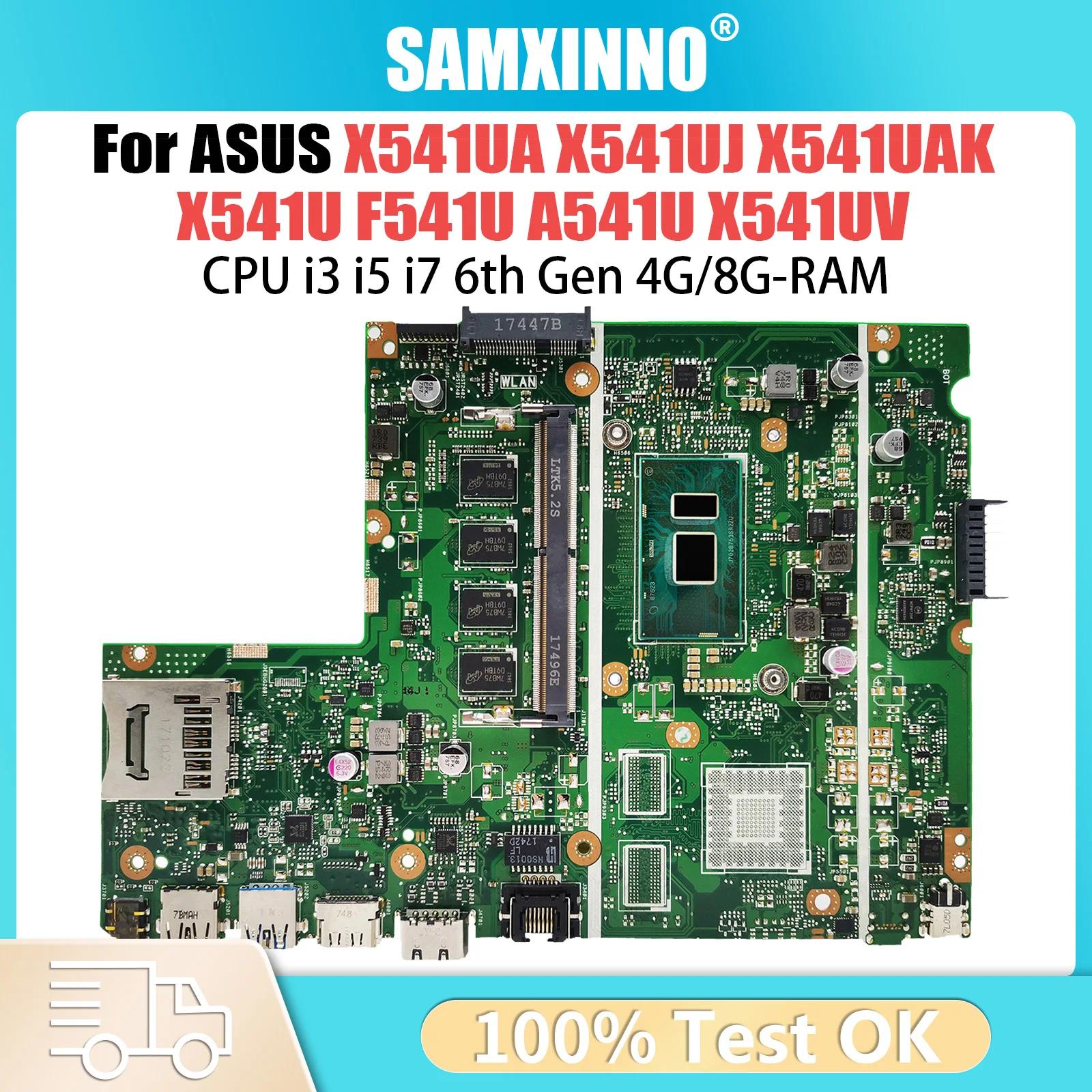 X541UA Mainboard For ASUS X541UJ X541UAK X541U F541U A541U X541UV X541UVK Laptop Motherboard CPU I3 I5 I7 6th Gen 4G/8G-RAM