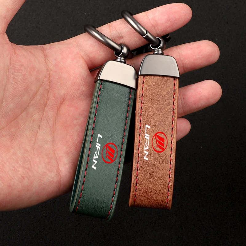 Luxury Leather Lanyard Keychain Car Key Ring Jewelry for Lifan Solano X60 125cc X50 320 Customized Logo Car accessories