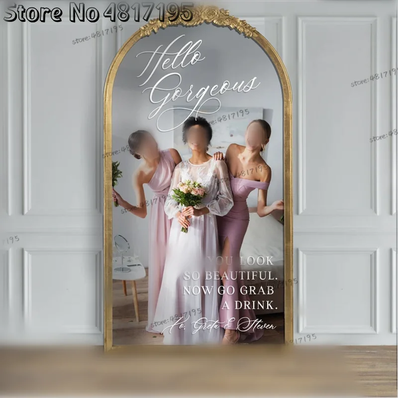 Grab A Drink Decal Selfie Mirror Sticker for Wedding Mirror Custom Hello Gorgeous Reception Vinyl  DIY Mirror ROYAL FESTIVITY