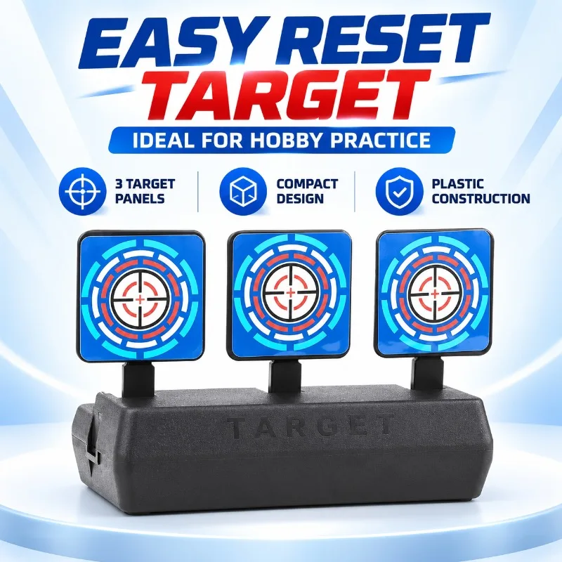 Multi‑Scene Hobby Entertainment Target Prop, 3‑Plate Auto‑Reset Plastic Practice Set for Tabletop Backyard Activity