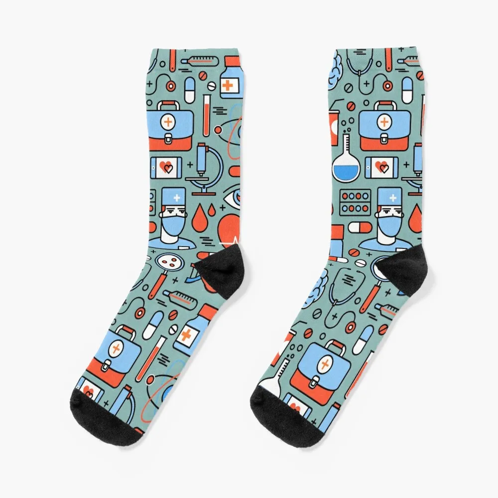 Proud To Be a Nurse / Surface Pattern Design / Blue Socks Novelties compression Crossfit Socks Men's Women's