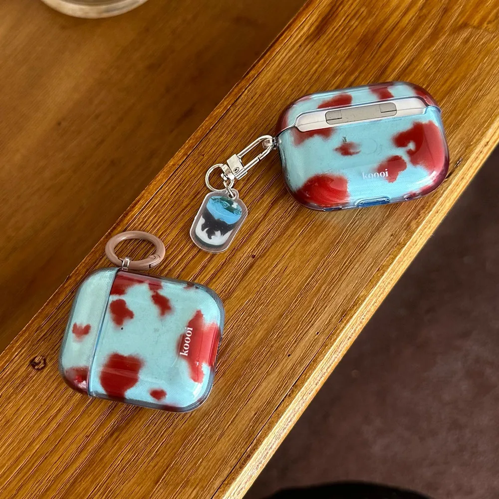 Cartoon Cute Amber Blue Clear Soft Earphone Case For AirPods 4nd Air Pods 3 Pro 2 With Keychain Fall Prevention Protective Cover