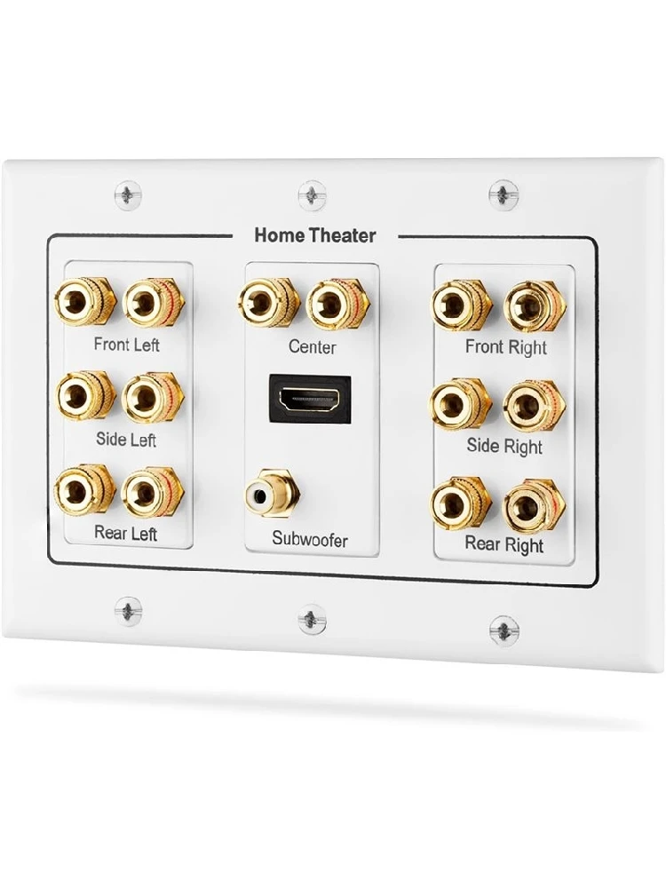 ABKO-3-Gang Surround Distribution Home cinéma plaqué or cuivre banane liaison poste coupleur Type plaque murale pour 7 haut-parleurs