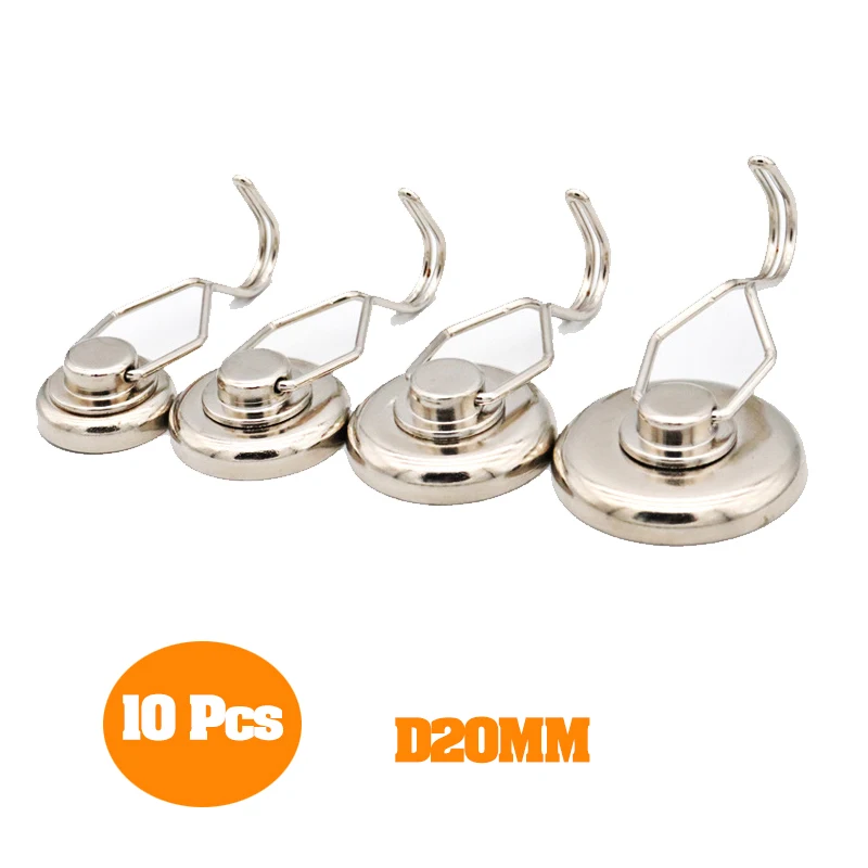 10 Pcs Swivel Swing Magnetic Hooks Strong Heavy Duty Neodymium Magnet Hooks D20 mm Magnetic Hooks Hold Up 15kg Neodymium Hooks