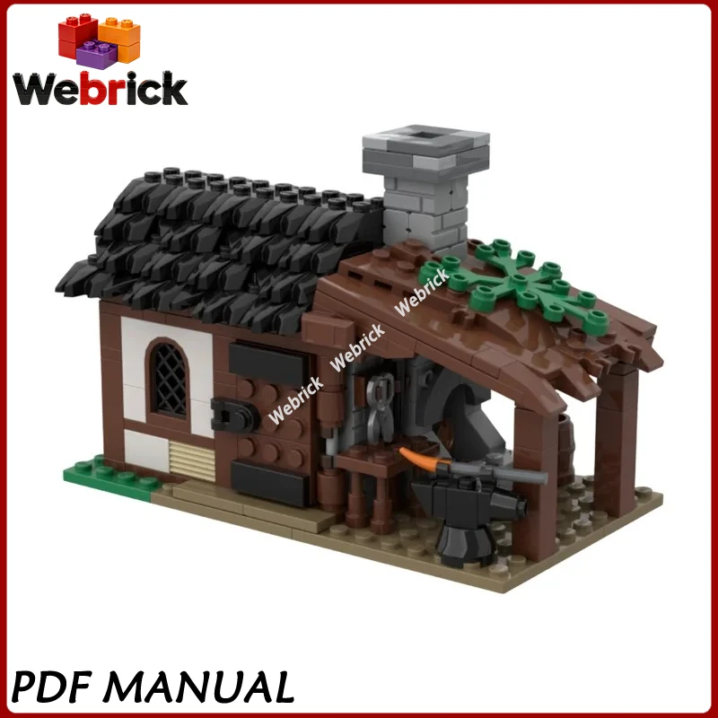 

Village Blacksmith Forge Bricks Mini Medieval Workshop Detailed Assembly Gift for Medieval Diorama Fans
