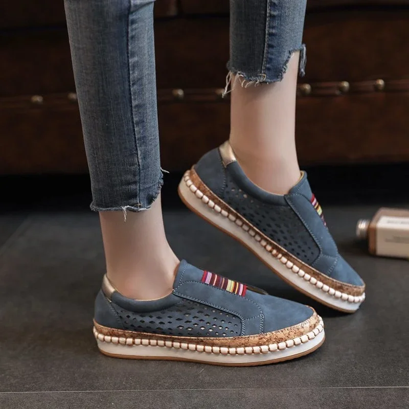 Women's Sneakers Autumn Vulcanized Shoes Hollow Out Casual  Ladies Shoes Slip on Fashion Elastic Breathable Female Footwear