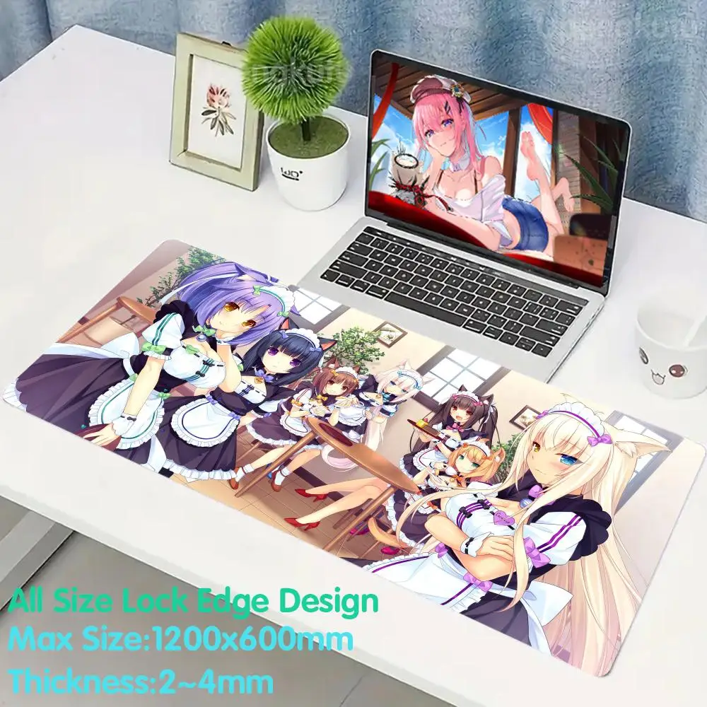 N_nekopara Mouse Cute Desk Mat Pad Rubber Mouse Esports Computer Keyboard Pad Extended Pad Pad 4mm Super Big Large Desk Mat