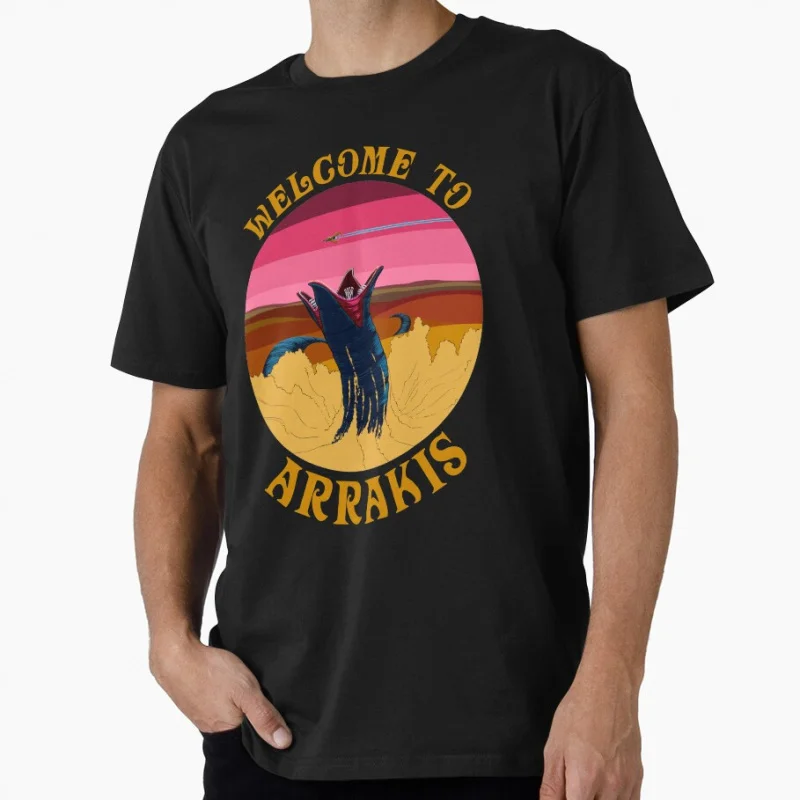 

Welcom to Arrakis Sandworm Vintage Spice Planet Sci fi Gift T shirt for man Large size Tops Retro Dune Graphic Print Clothes