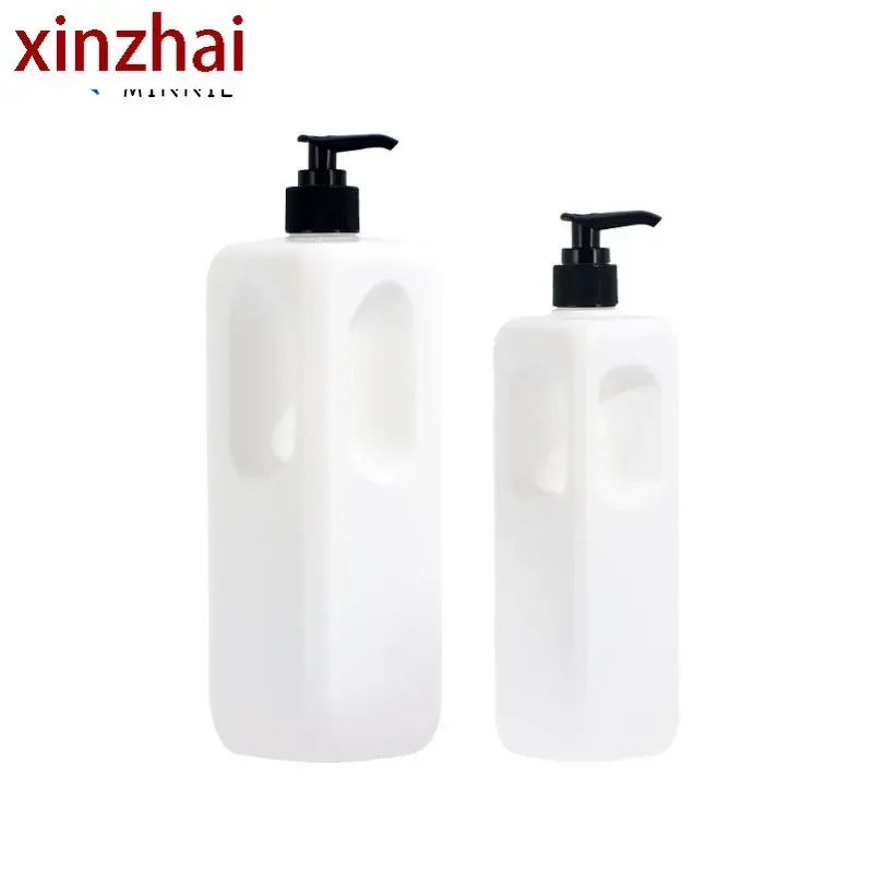 Detergent dispensing lotion bottle hand sanitizer press bottle 500ml white hdpe square plastic bottle bathroom accessories