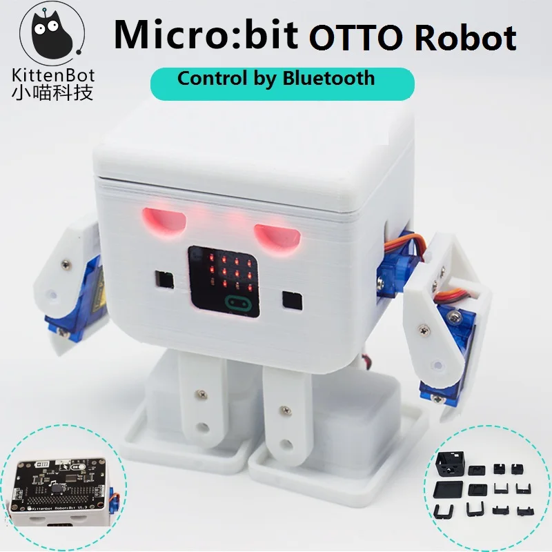 Kittenbot Micro:bit Robotbit Version 8 Ways Servo Micro:bit Control Graphical Programming OTTO Robot ,0102090