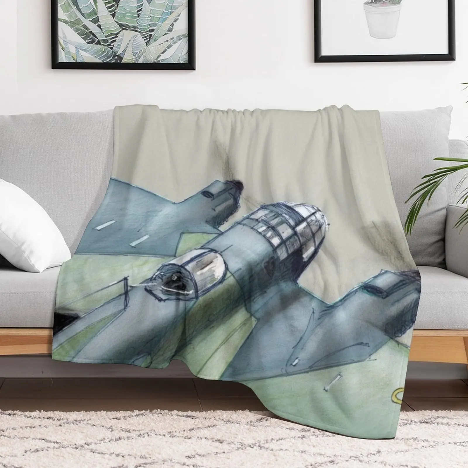 He-111 bomber by Dennis Weber of ShreddyStudio Throw Blanket bed plaid Hairy Comforter Loose Blankets