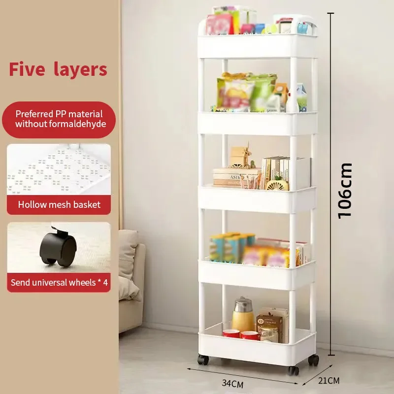 

Mobile Storage Rack Trolley Organizer Household Kitchen Multifunctional Cart With Wheels Home Accessories Multi Storey Bookshelf