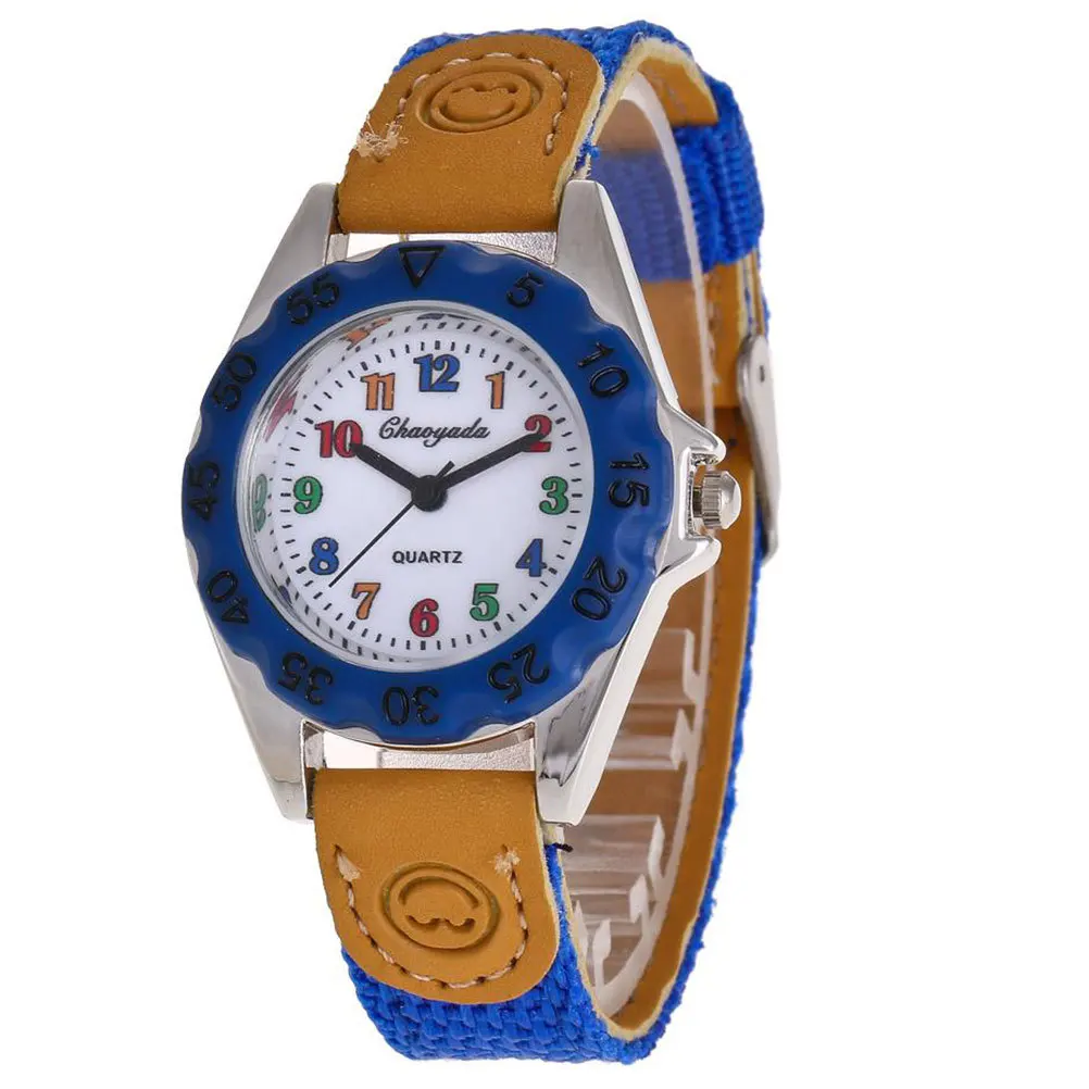 

Cartoon Students Blue Nylon Strap Wrist Watches Kids Quartz Wrist Watch For Children Girls Creative Child Timepiece