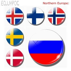 Flag Russia Glass Fridge Stickers Magnet Northern Europe Russian Finland Sweden Norway Iceland Denmark Magnetics Refrigerator