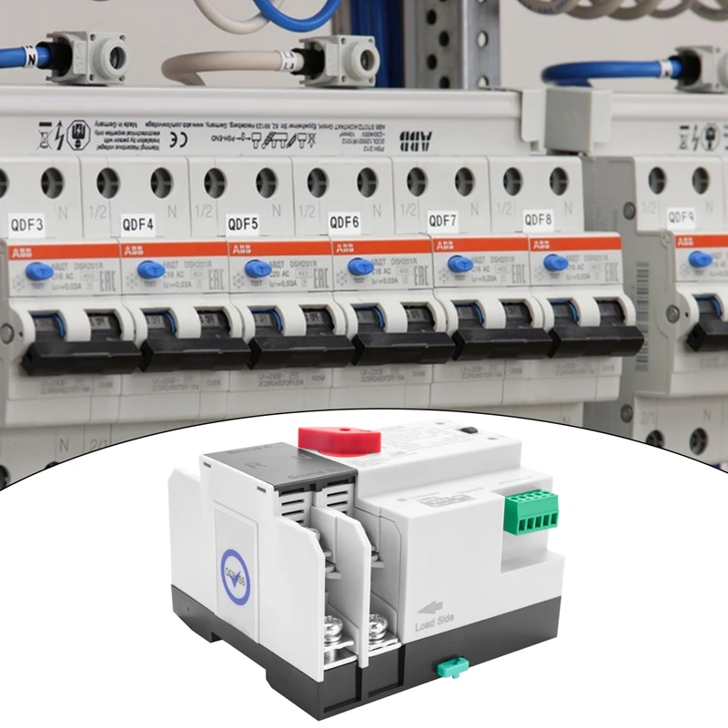 TOMZN Din Rail 2P ATS Dual Power Automatic Transfer Switch Electrical Selector Switches Uninterrupted Power