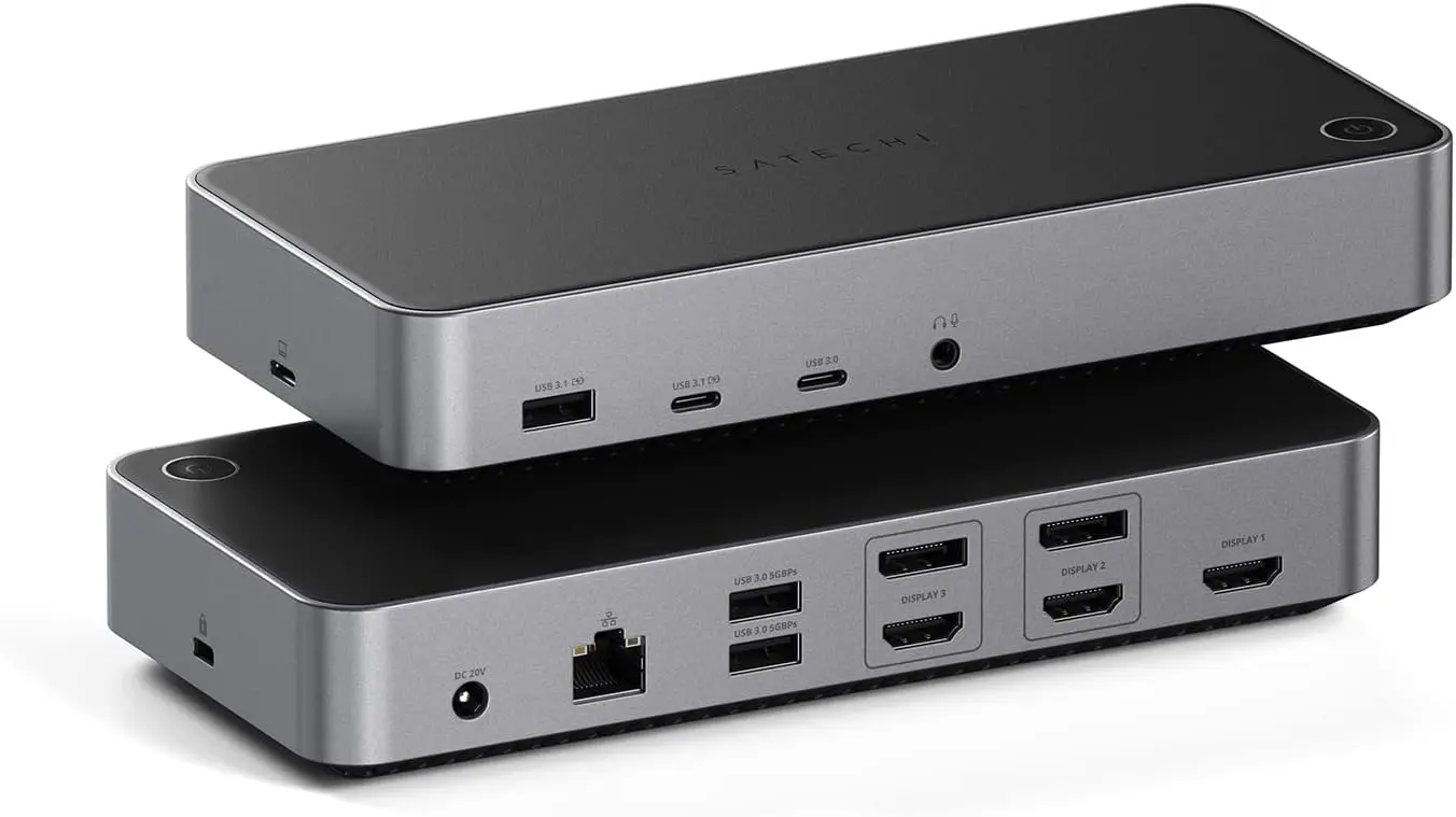 Triple 4K Docking Station, USB C Docking Station 14 in 1, with 100W PD, 2 DisplayPort, 4 USB C, USB-A, Gigabit Ethernet