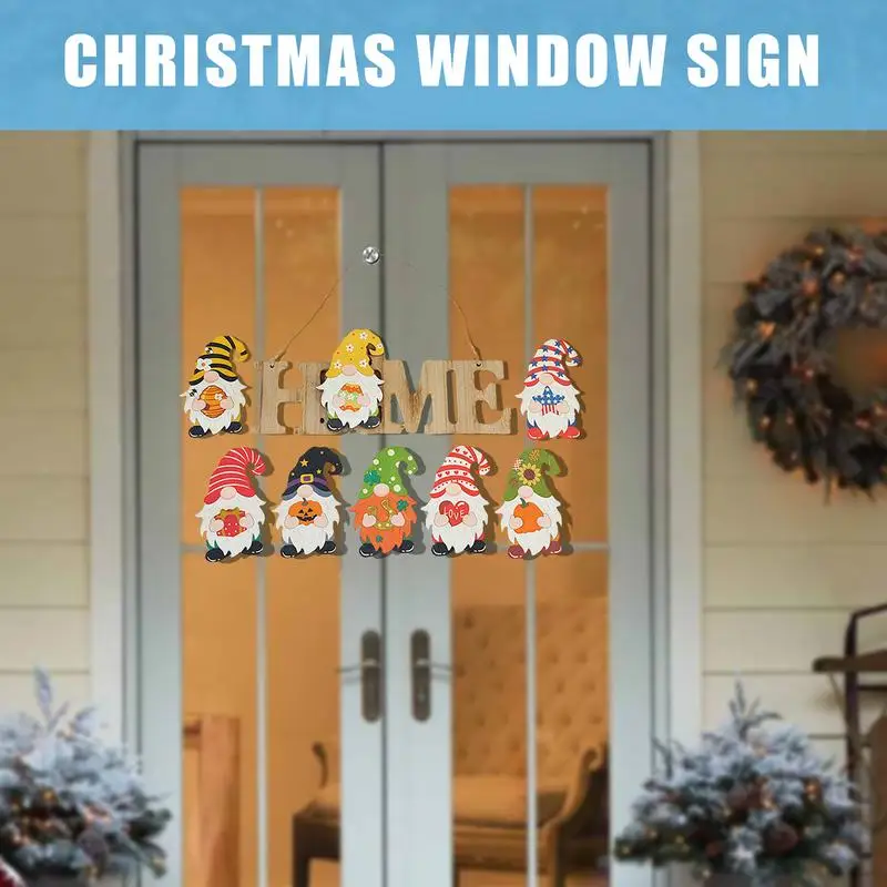 

Christmas Gnome Door Hanger Interchangeable Gnome Front Door Sign Cute Holiday Decor For Farmhouse Home Window Porch Wall Front