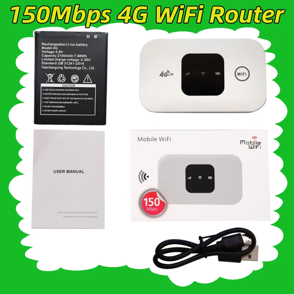 

Mobile Hotspot Portable Wireless Modem High-Speed 150Mbps 4G Wireless Router 2100mAh Broadband with SIM Card Slot Wide Coverage