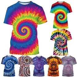 New Colorful Tie Dye Pattern 3D Printing Large Men's T-shirt Fashion Casual Round Neck T-shirt