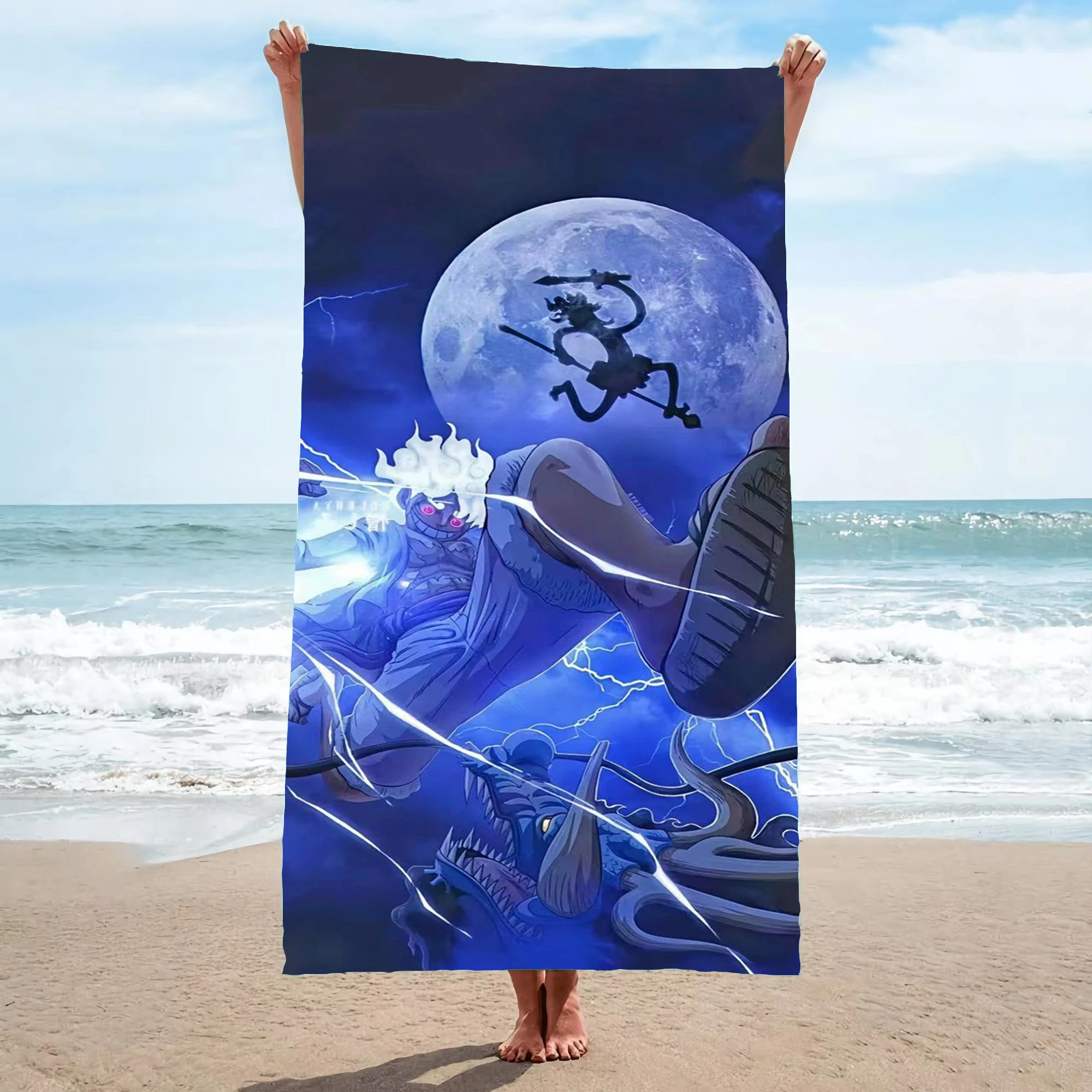 Cartoon Beach Towels Monkey D Luffy Gear 5 Quick Dry Microfiber Fashionable Exquisite Girl Cute Children Soft Skin-Friendly