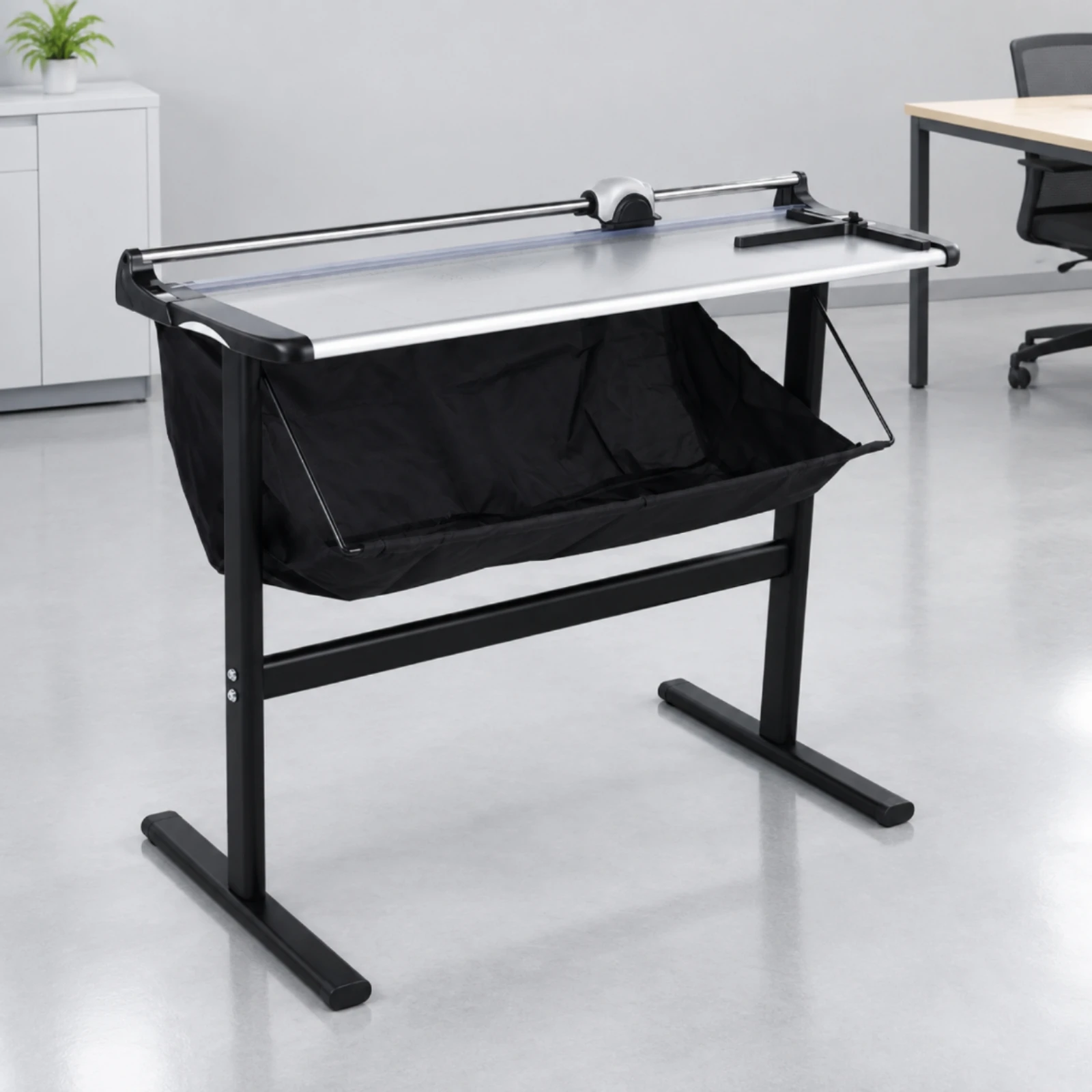 Metal Rotary Paper Cutter Freestanding Paper Cutter with Collection Bag Stable for Print Room, Office